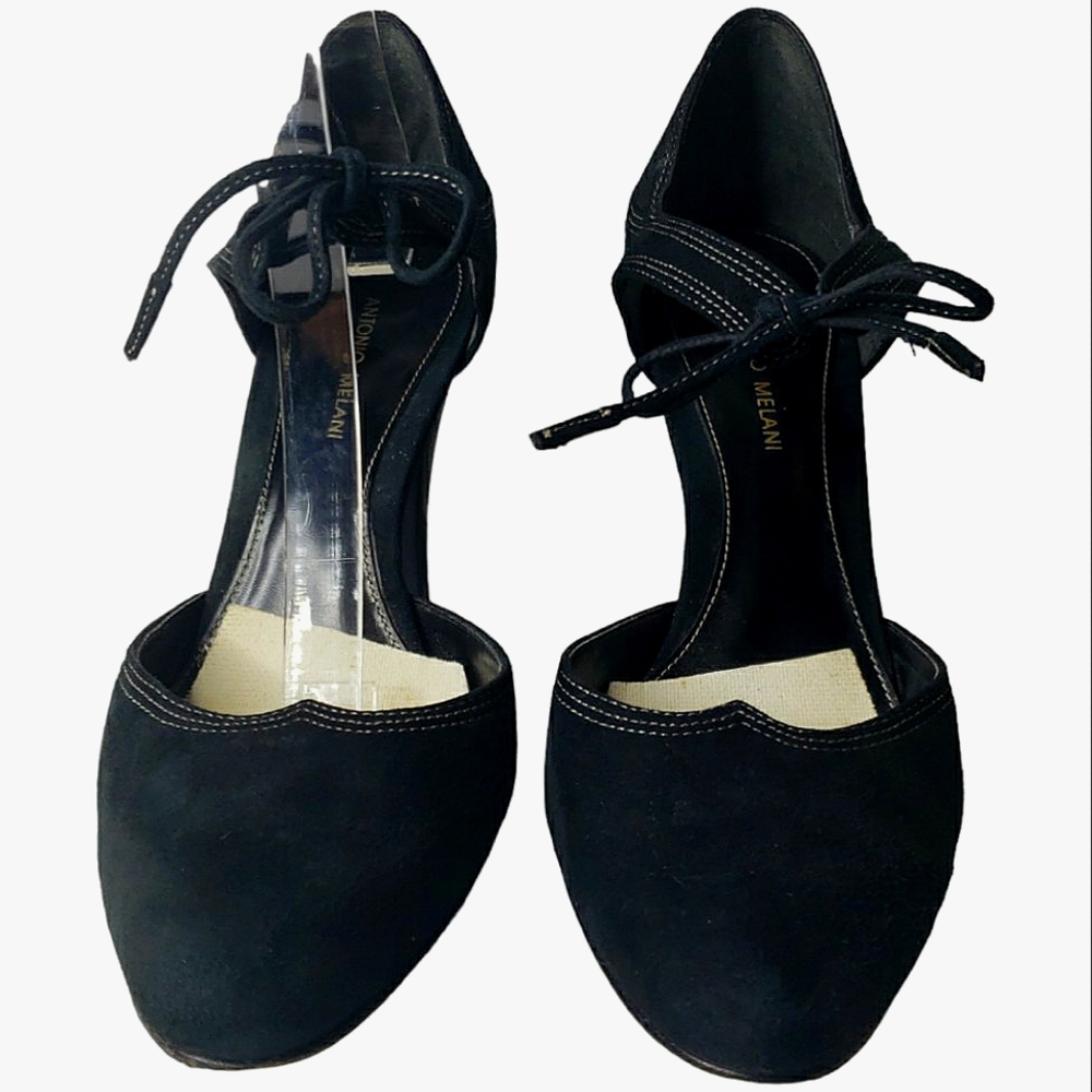 Antonio Melani Glove Fit Heart Shape Vamp Mary Janes 4" Heel 90's Suede Size 9